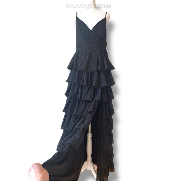 NWT Mac Duggal Sleeveless Gown with Ruffled Skirt On Color Black Size 8 - Picture 4 of 16